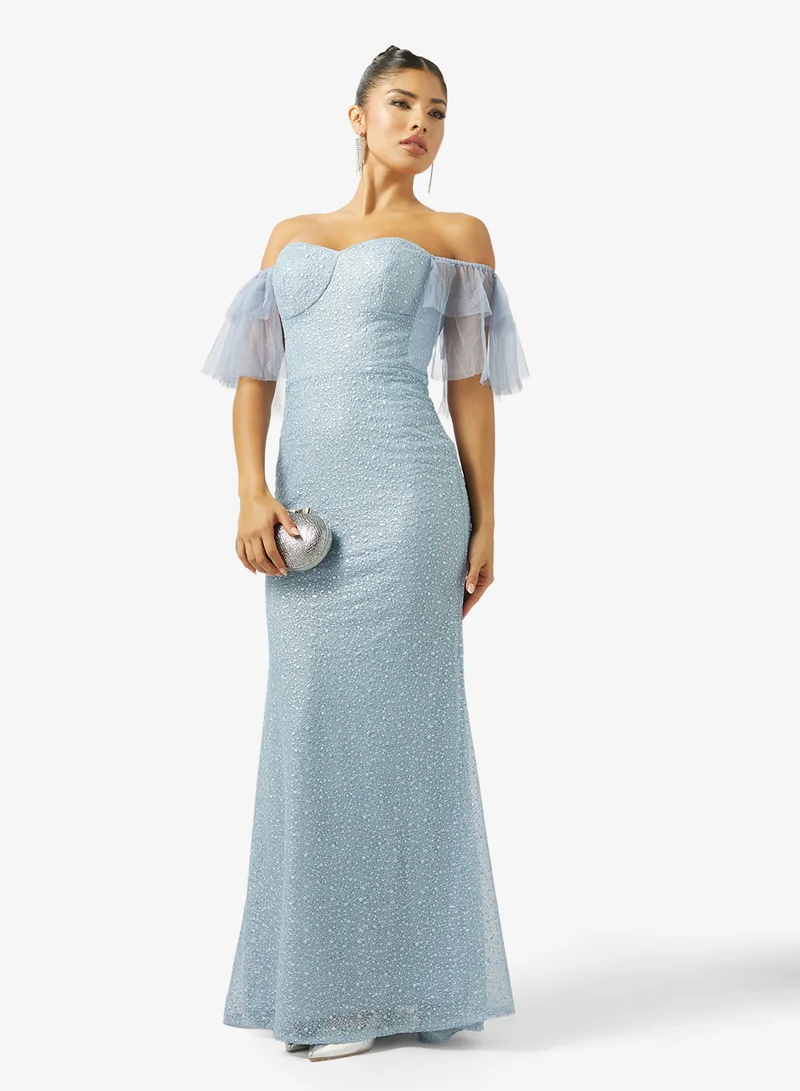 Ella Limited Edition  Off Shoulder Shimmer Dress for Women | Best Price UAE